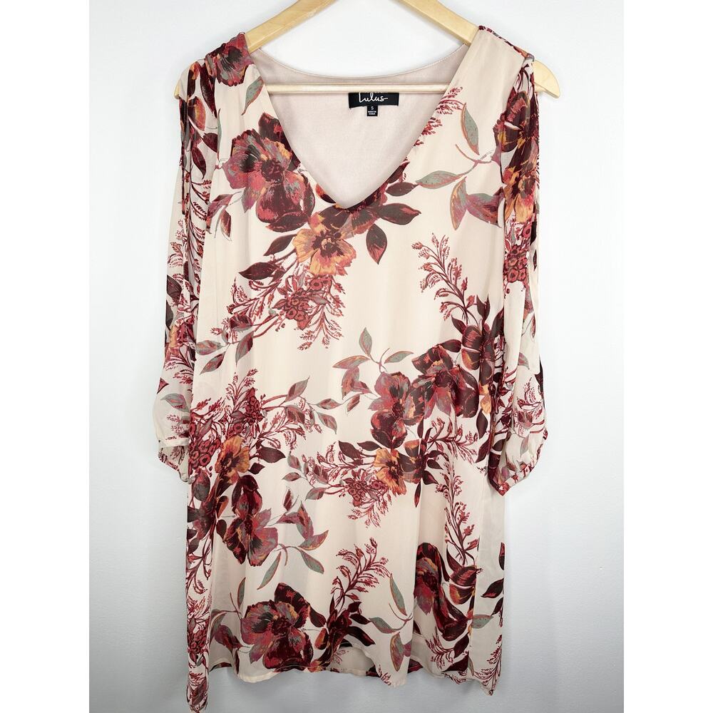 Lulu's Womens Floral Mini Shift Dress Size S Wedding Event Feminine Elegant Date